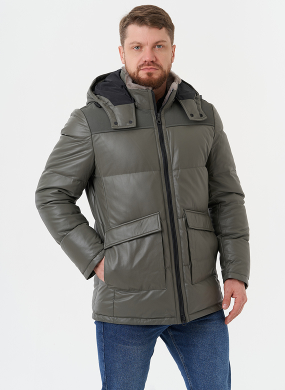 Кожаная куртка с капюшоном