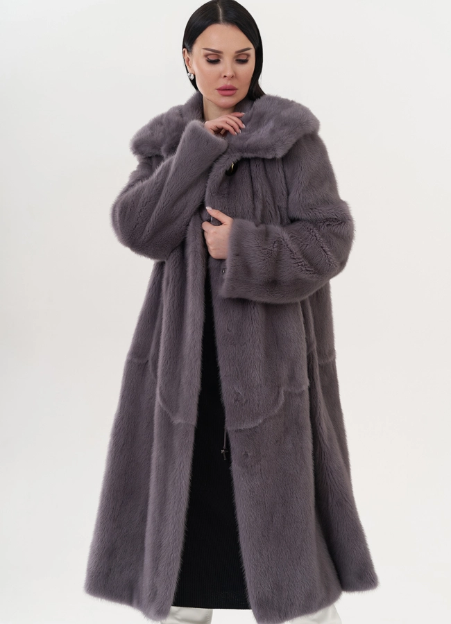 Шуба из норки с капюшоном модель № 26122 универмаг малина фото