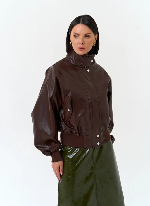 Женская куртка бомбер из эко кожи