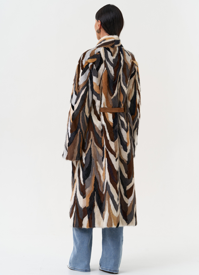 фото Шуба из норки в стиле пэчворк модель № 31298