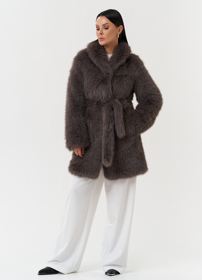 фото Шуба из эко меха под песца модель № 28682