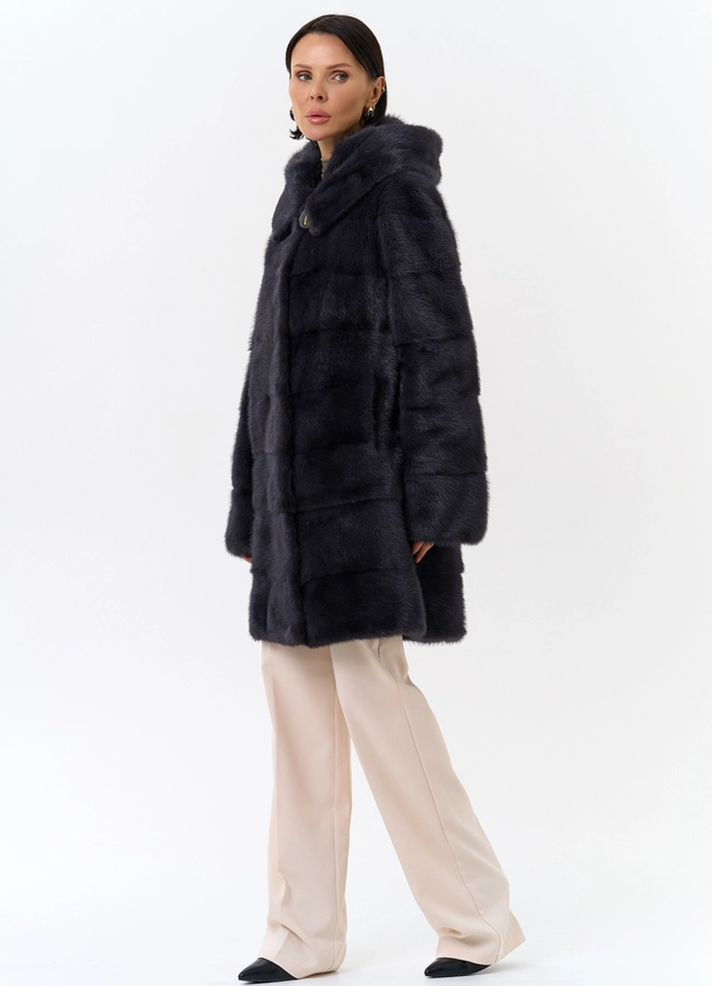 Норковая шуба трансформер с капюшоном модель № 24956 универмаг малина