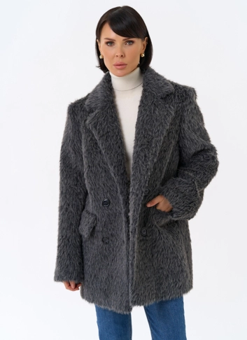 Женское утепленное пальто с английским воротником