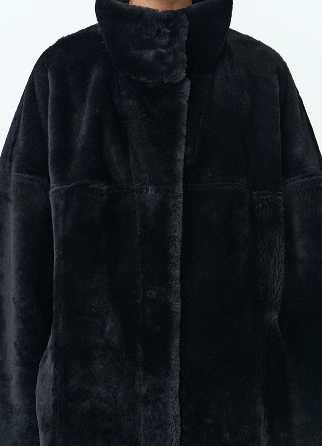 Женская двухсторонняя дубленка оверсайз модель № 34197 универмаг малина фото