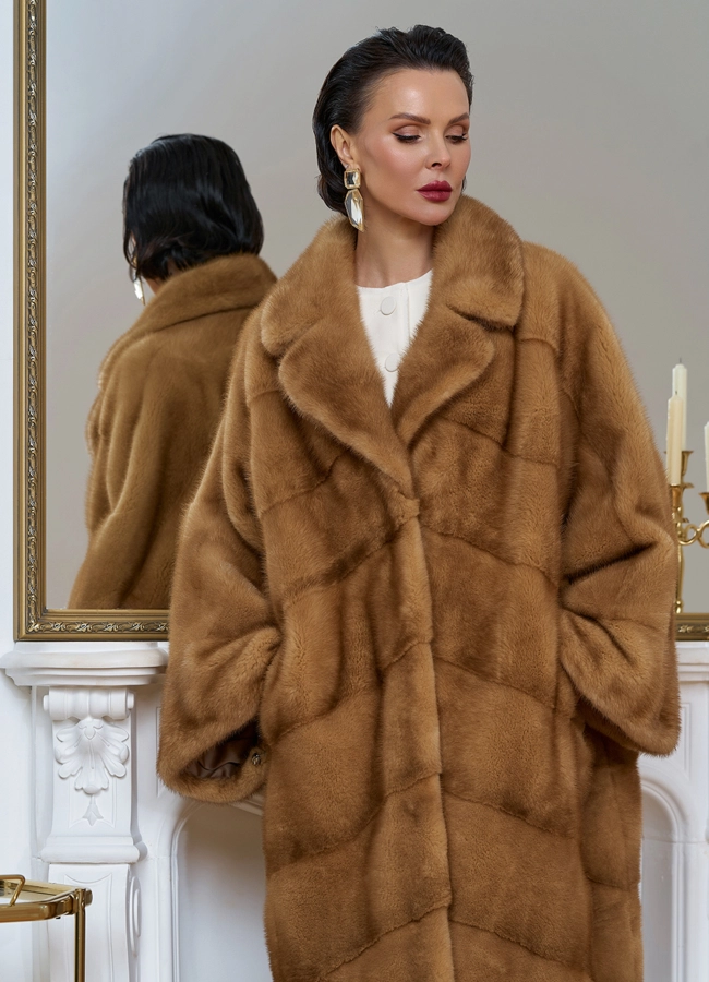 Женская шуба из меха норки с английским воротником модель № 31861 в рассрочку