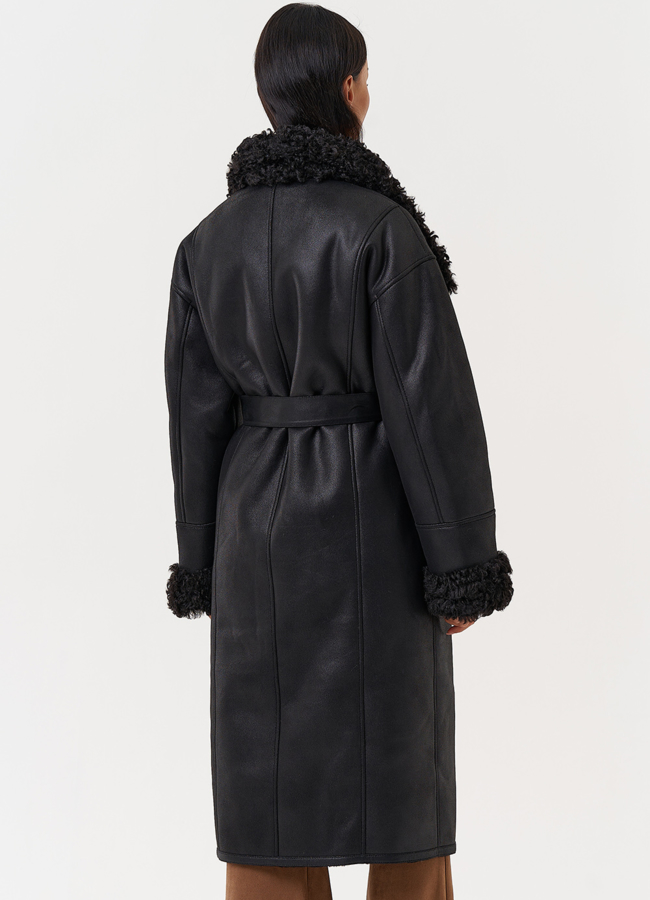 Женская дубленка из эко замши с поясом модель № 31280 универмаг малина