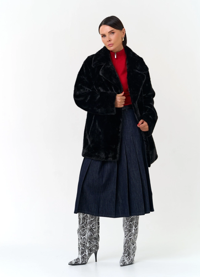 Женское пальто из эко меха модель № 33883 универмаг малина