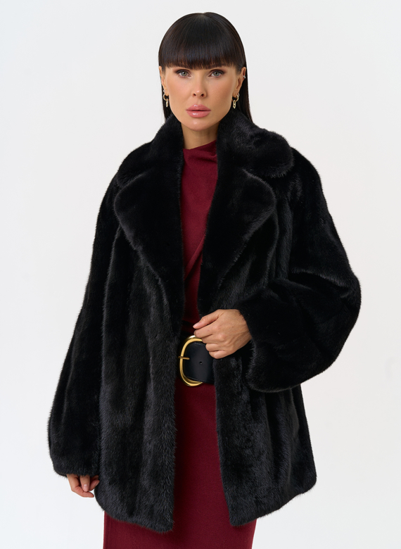 Женская шуба из скандинавской норки с английским воротником