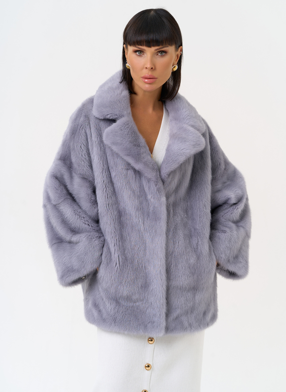 Куртка из меха норки с английским воротником