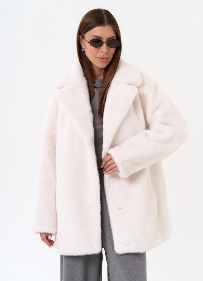 Женская шуба из эко меха с английским воротником  модель № 31245 универмаг малина