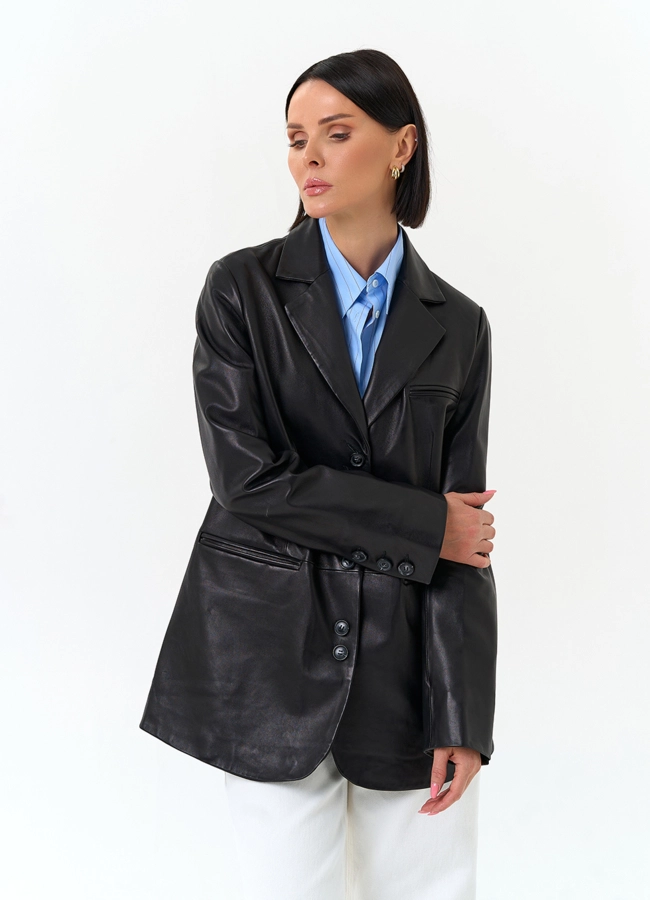 Женский жакет из натуральной кожи модель № 24505 универмаг малина фото