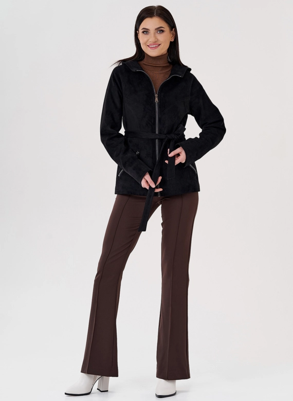 Куртка из эко замши с капюшоном фото