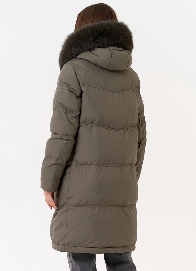 Женский пуховик с капюшоном из меха песца модель № 31698 в рассрочку