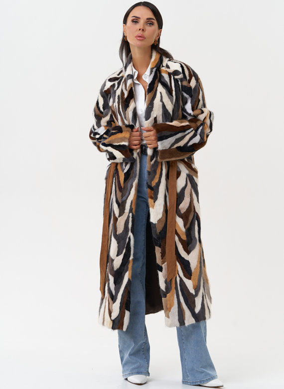 Шуба из норки в стиле пэчворк