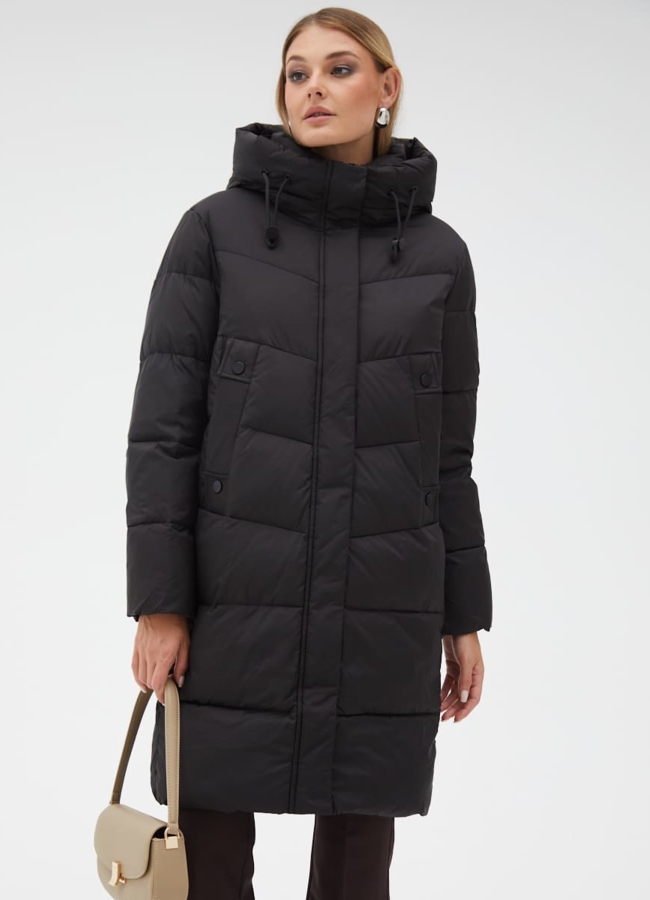 Женский пуховик с капюшоном модель № 31112 меха малина