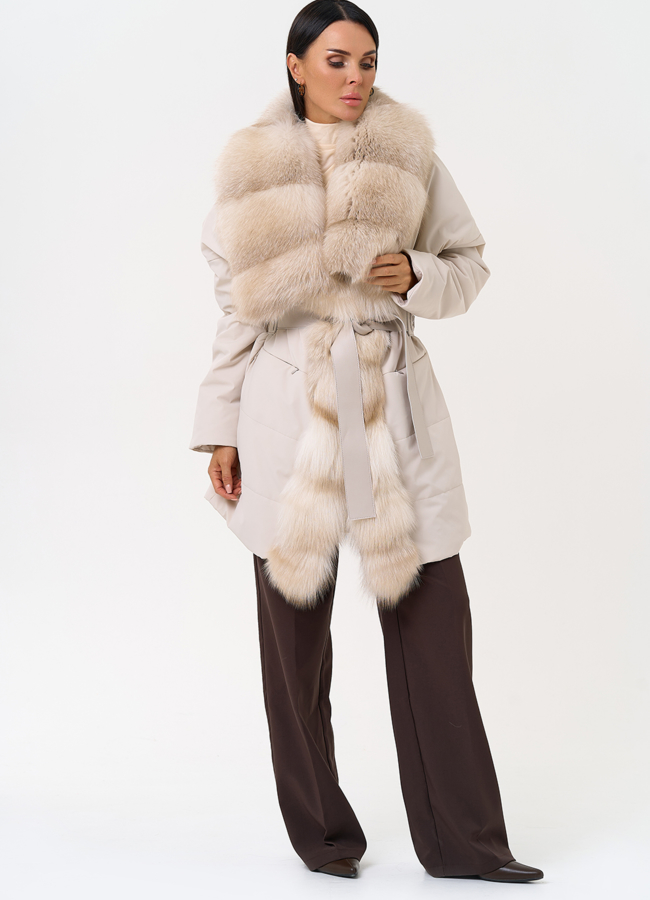 Женское зимнее полупальто с кожаным поясом модель № 31407 универмаг малина