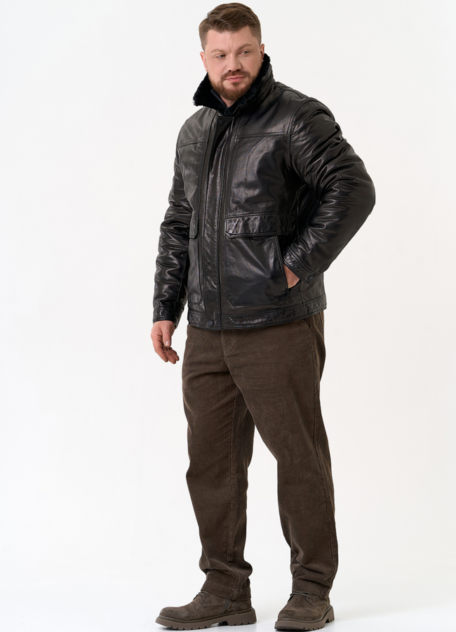 Куртка из натуральной кожи черного цвета модель № 25643 универмаг малина