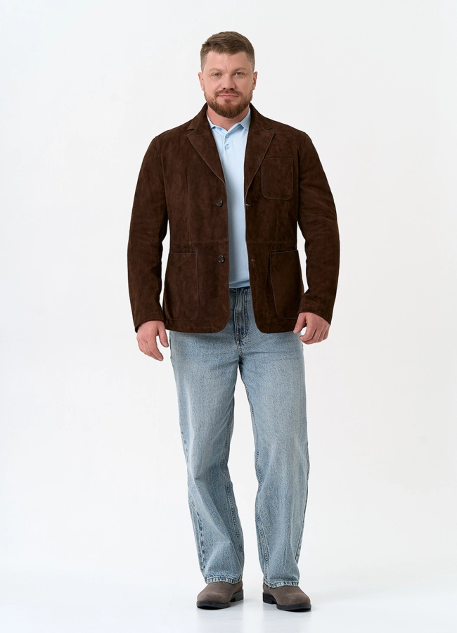 Мужской пиджак из натуральной замши модель № 32745 универмаг малина