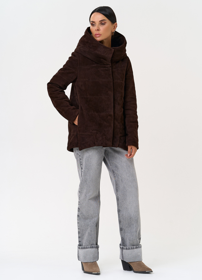 Куртка с капюшоном из натуральной замши модель № 31364 универмаг малина