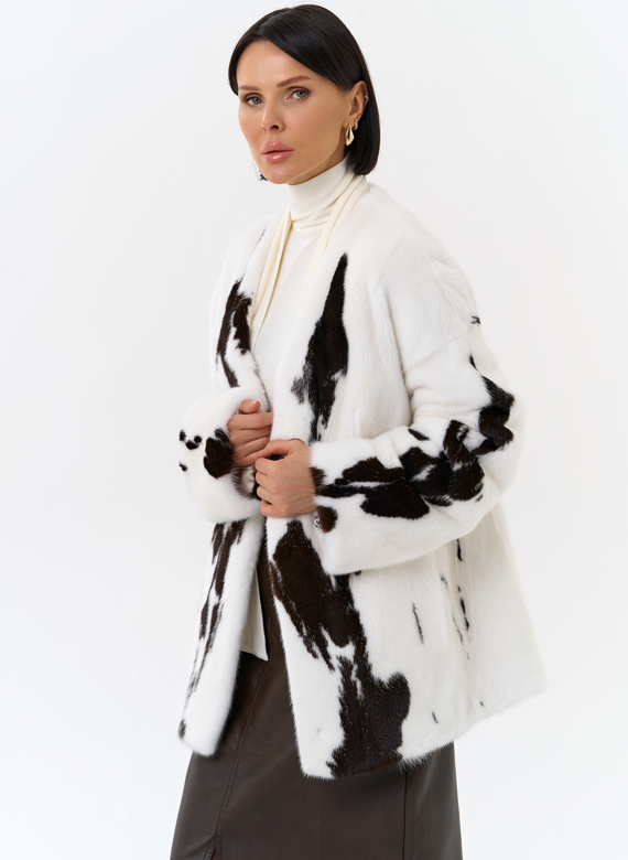 Жакет из меха норки в расцветке "ягуар"