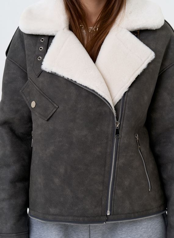 Женская дубленка трансформер из эко замши