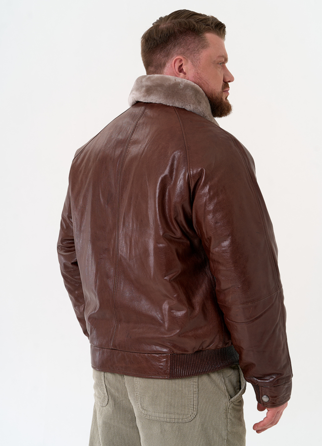 Куртка из натуральной кожи коричневого цвета модель № 31421 в кредит